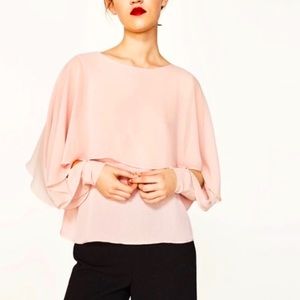 XS ZARA | Baby Pink | Flounce | Open Sleeve Cuff